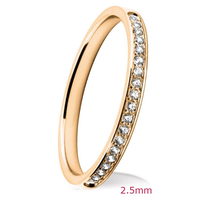 Grain Set Diamond Wedding Ring: 2.5mm Court Band Brilliant Cut Grain | 750B05 750B04 750B03