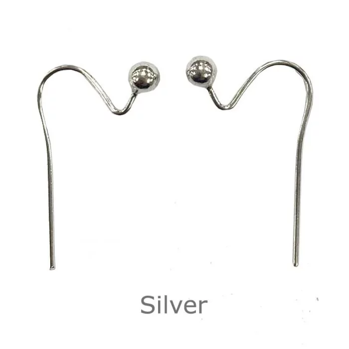 SILVER EARRING SAFETY HOOK OPEN WIRE WITH 3.00MM BEAD