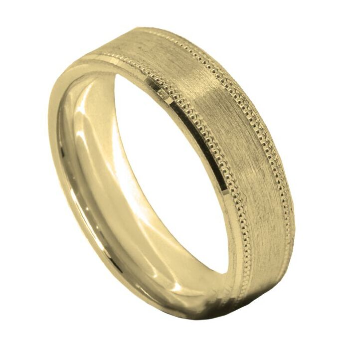 Wedding Ring Diamond CUT 29 OFF SET BEADED EDGE WITH BEVEL MATT FINISH