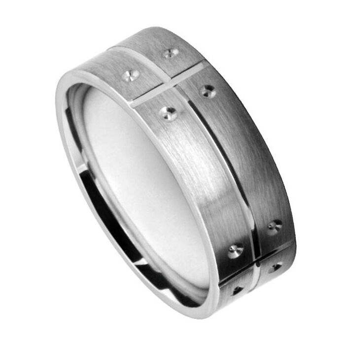 Wedding Ring Diamond CUT 50 CENTRE V GROOVE LINEAR TRAMLINE/CIRCLE CUTS PATTERN M