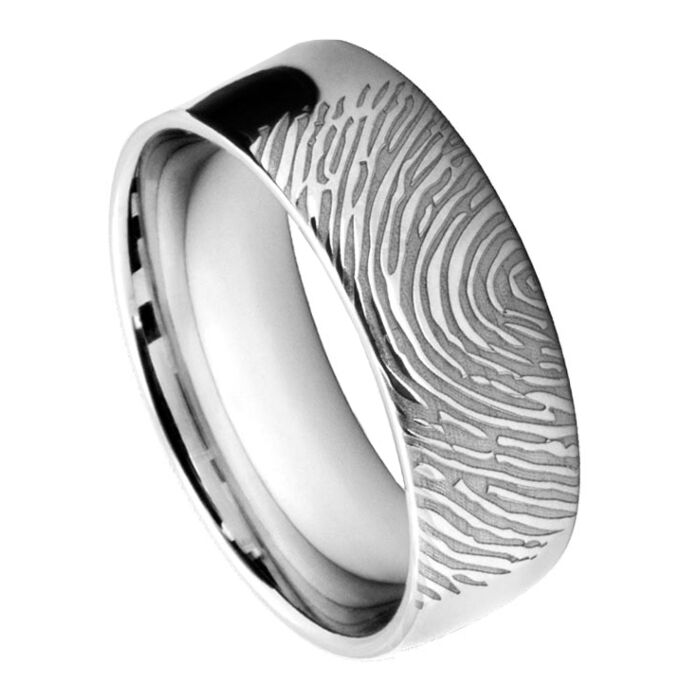 Wedding Ring with Finger print Laser Engraving
