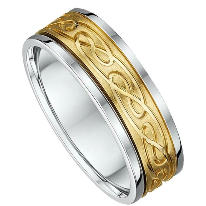 7mm Two Tone Gold Wedding Ring | 666A05