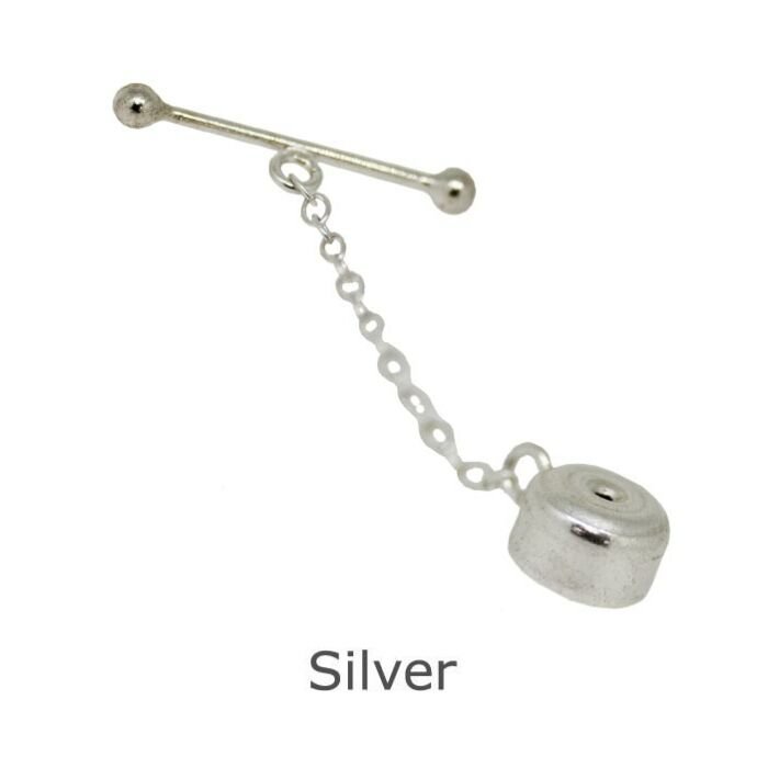 SILVER STUD TIE TACK BACK WITH CHAIN AND BAR FITTING