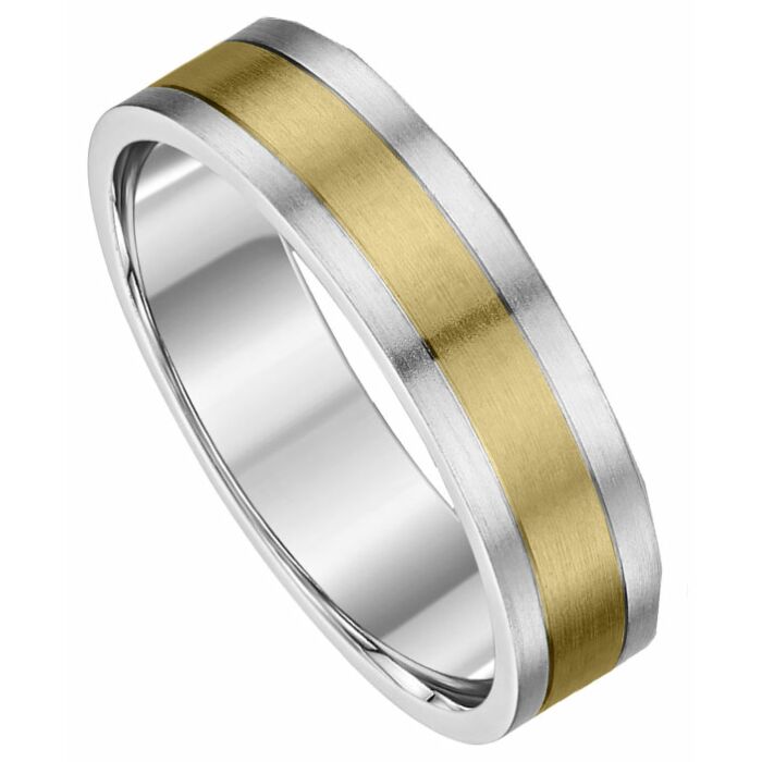 5mm Flat Court Medium Two Tone Plain Wedding Ring | C856A08G  5227 WFAM