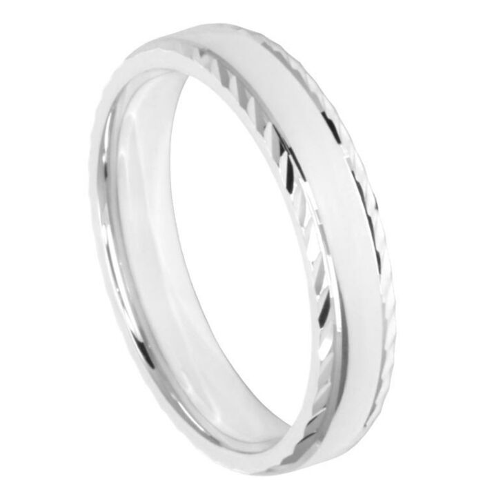 Wedding Ring Diamond CUT 10 ANGLED DIAMOND CUT EDGES POLISH FINISH