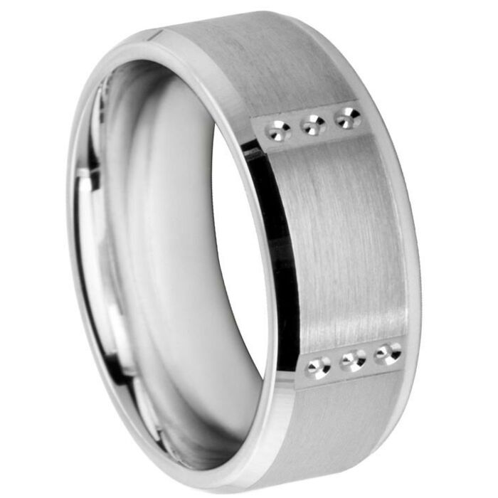Wedding Ring Diamond CUT 59 PERIODIC FLAT & CIRCLE PATTERN AROUND RING BEVEL EDGE