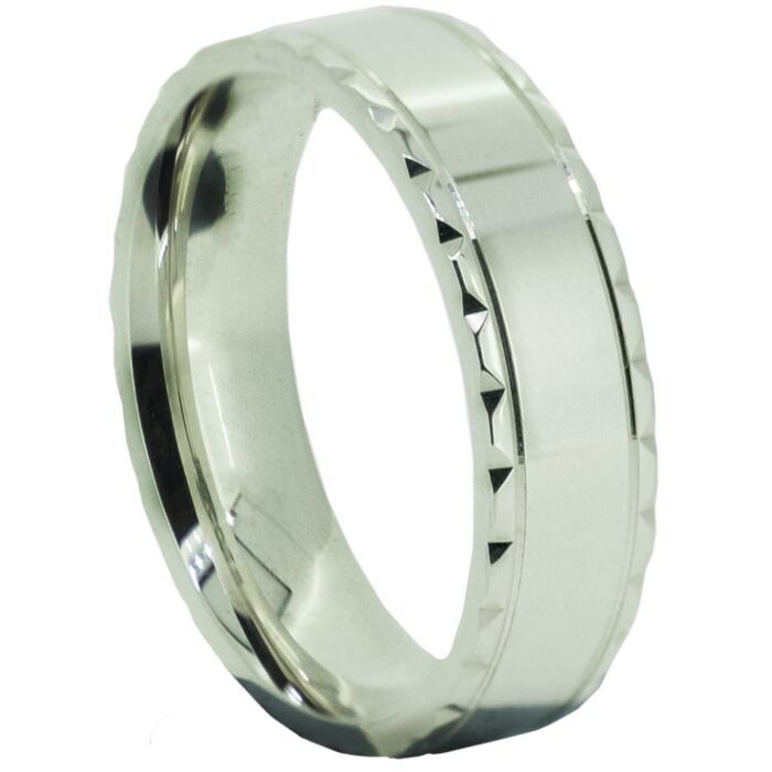 Wedding Ring Diamond CUT 11 STEPPED KNOTCHED EDGES POLISH FINISH