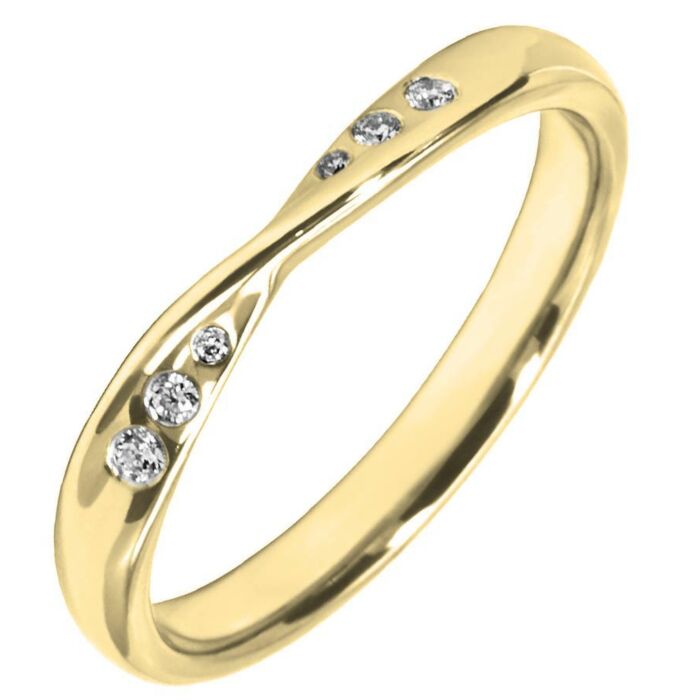 Rubover set Twist Shaped Wedding Ring - 0.06ct Diamond | W281