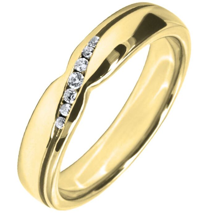 4mm Shaped Wedding Ring - 0.07ct Diamond | W561