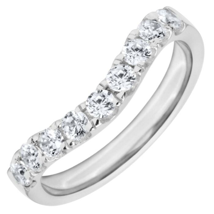 3mm Shaped Wedding Ring - 0.50ct, 9 X  2.2mm Diamond stones | W630