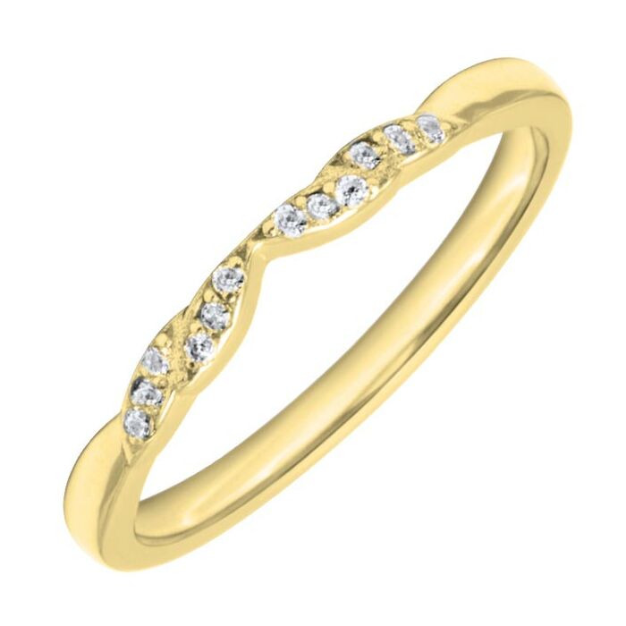 2mm Shaped Wedding Ring -  2mm width, 12 X 0.8mm - 0.05ct Diamond stones | W637