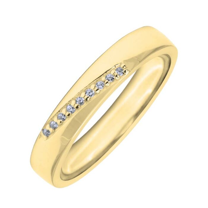 4mm Shaped Wedding Ring -  2mm, 9 x 1mm stones - 0.045ct Diamond stones | W638