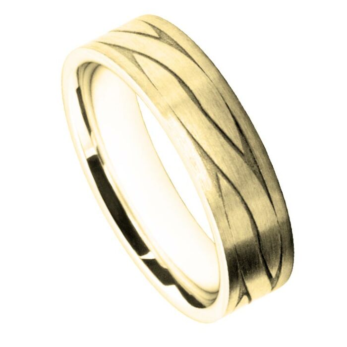 6mm Wedding Ring W7518 | Gents Pattern - Laser Engraving Wedding Ring