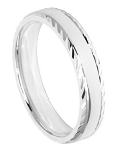 Wedding Ring Diamond CUT 10 ANGLED DIAMOND CUT EDGES POLISH FINISH