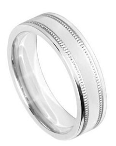 Diamond Cut Wedding Ring CUT 5 MILLGRAIN OFF SET FROM EDGE POLISH FINISH