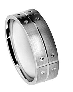 Wedding Ring Diamond CUT 50 CENTRE V GROOVE LINEAR TRAMLINE/CIRCLE CUTS PATTERN M