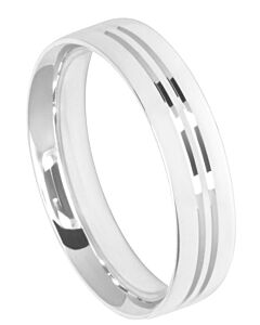 Diamond Cut Wedding Ring CUT 6: 2 X CENTRAL U GROOVES WITH 1MM GAP POLISH FINISH