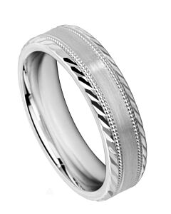 Wedding Ring Diamond CUT 60 OFF SET MILLGRAIN EDGE WITH ANGLED DIAMOND CUT MATT FINISH