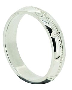 Wedding Ring Diamond CUT 61 CENTRE MILLGRAIN WITH CIRCLE ANGLED D/C PATTERN POLISH