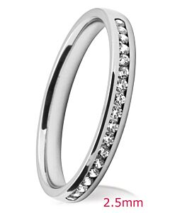 2.5mm Court Wedding Ring - Brilliant Cut Diamonds Channel   | 758B03G 758B04G 758B05G