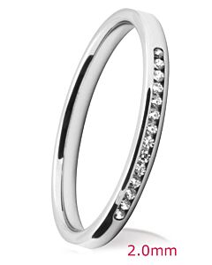 2.0mm Flat Court Wedding Ring - Brilliant Cut Diamonds Channel | 748B02 748B01 748B00