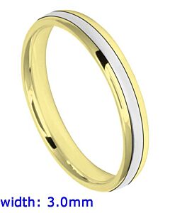3mm Oval Court Medium Two Tone Plain Wedding Ring | C640B00G 5207 WCBM