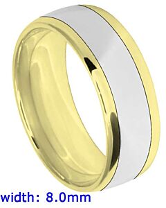 8mm Oval Court Medium Two Tone Plain Wedding Ring | C640B05G  5210 WCBM
